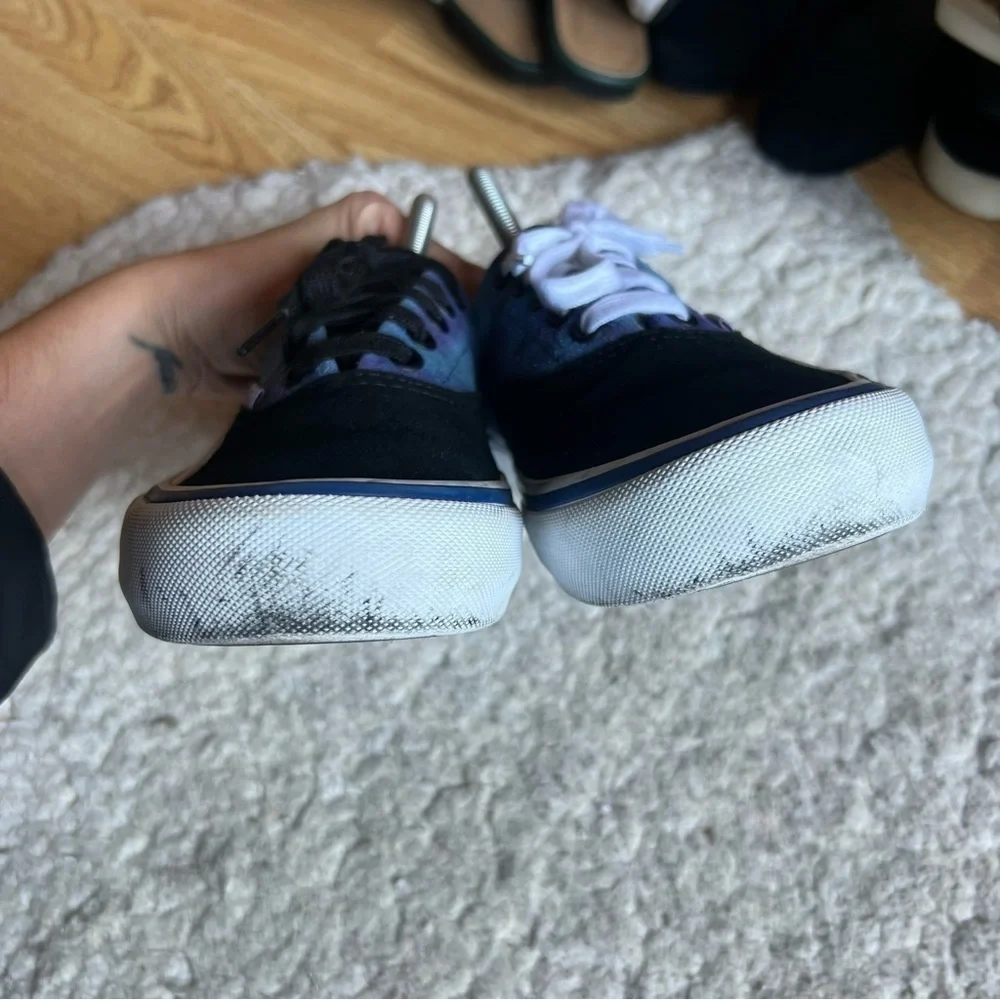 VANS: Men's Ultra Cush Black Purple Blue Galactic Suede Canvas Low Sneakers